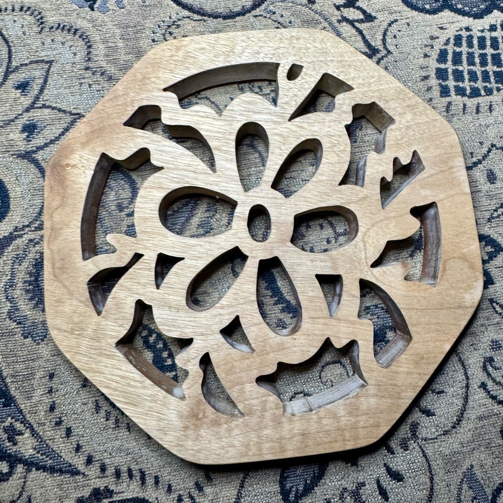 Carved Wooden Trivet for Kitchen